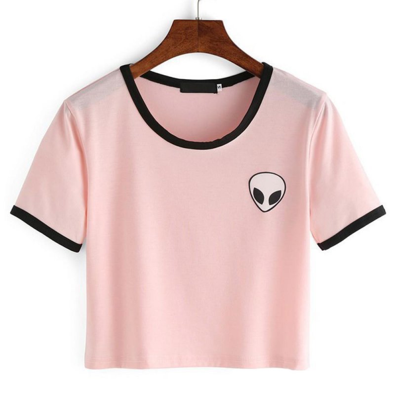 Women Alien Crop Top Tee - thehappywallet