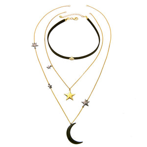 Alloy Stars Moon Necklaces - thehappywallet