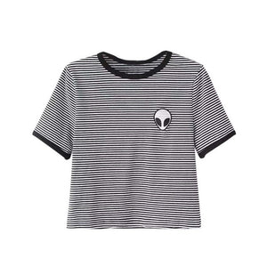 Women Alien Crop Top Tee - thehappywallet