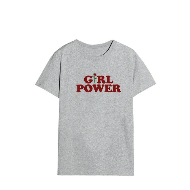 Girl Power Flower Rose T-Shirt - thehappywallet