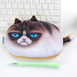 Cute Angry Cat Pencil Pouch - thehappywallet