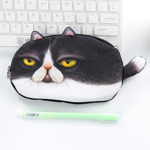 Cute Angry Cat Pencil Pouch - thehappywallet