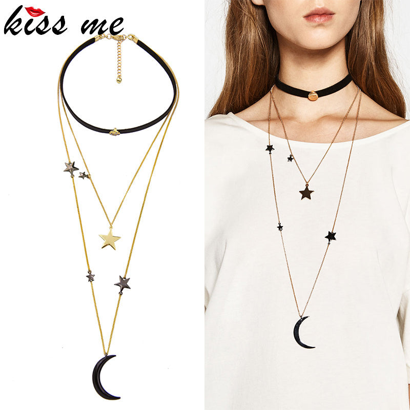 Alloy Stars Moon Necklaces - thehappywallet